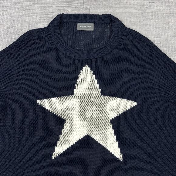 Wooden Ships Paola Buendia Sweater Small/Medium Blue BIG STAR Loose Knit Slouchy - Picture 7 of 9